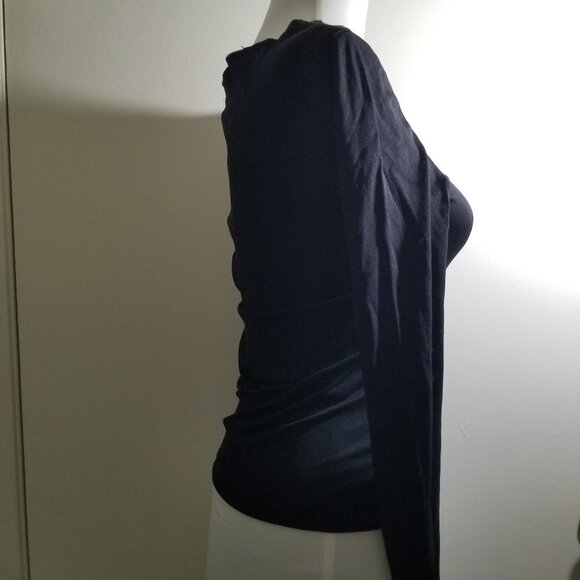 XOXO Brand black shirt with cute cut mesh on shoulder and side, size M - Picture 4 of 9